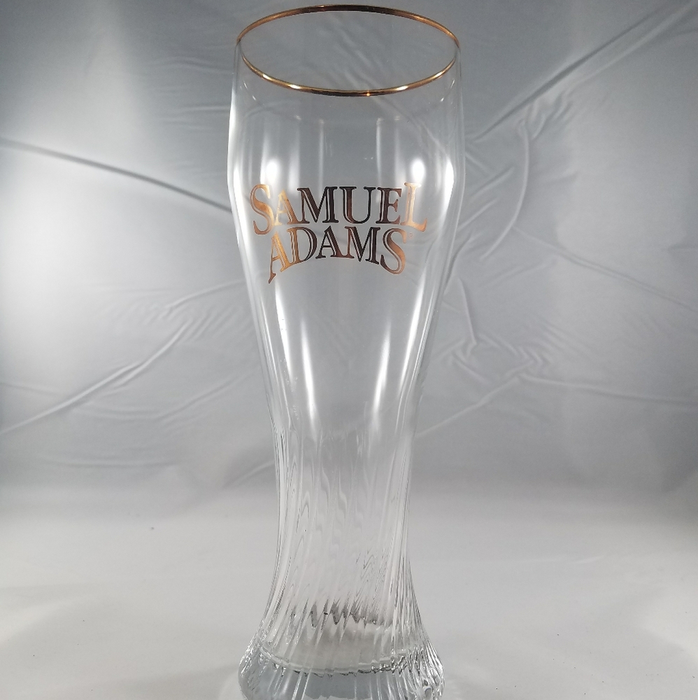 SAMUEL ADAMS ALE GOLD RIM TALL 20oz BEER GLASS